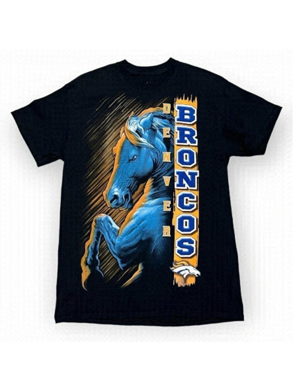 Denver Broncos Retro NFL Football Horse Logo Tee Shirt - Mens Medium